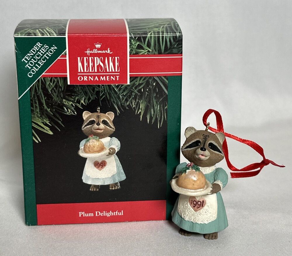 1991 Hallmark Keepsake Plum Delightful Tender Touches Christmas Ornament QX497-7